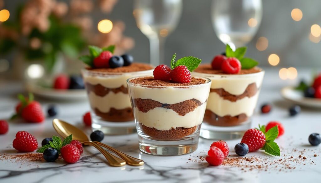 découvrez une recette élégante de tiramisu en verrine, parfaite pour sublimer votre buffet chic avec une touche gourmande et raffinée. facile à réaliser et idéale pour impressionner vos invités !