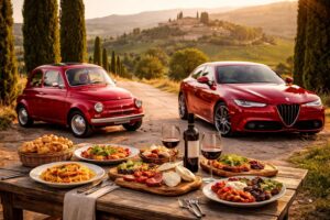 explorez un road trip unique alliant voitures italiennes emblématiques, fiat 500 et alfa romeo giulia, et la richesse de la gastronomie italienne pour une expérience inoubliable.