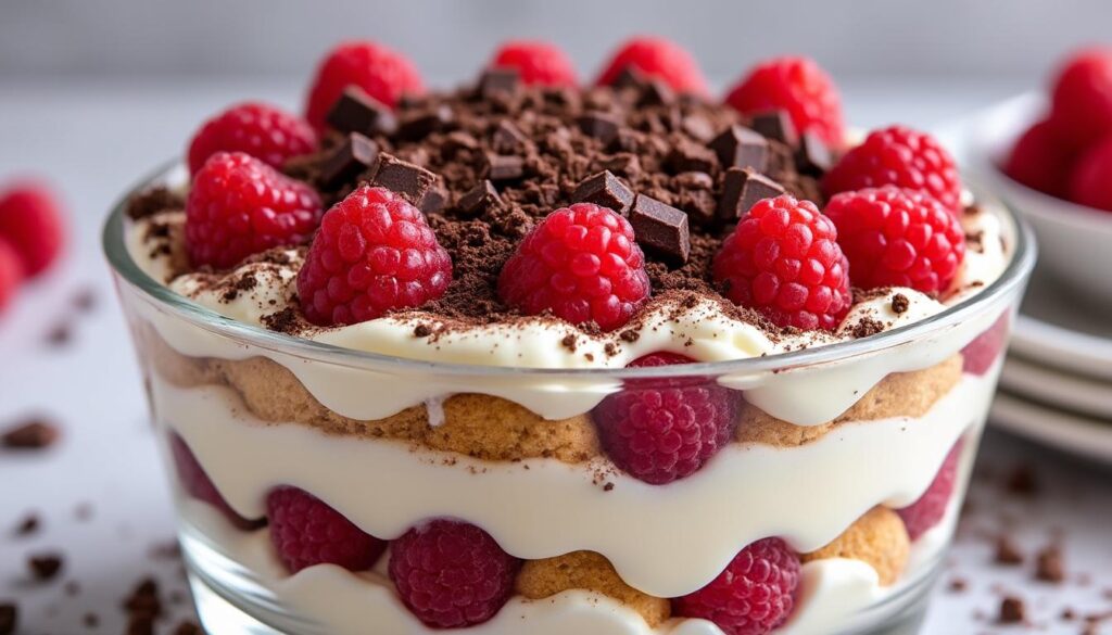 découvrez notre recette gourmande de tiramisu aux framboises et chocolat noir, un dessert élégant alliant douceur fruitée et richesse du cacao pour régaler vos papilles.