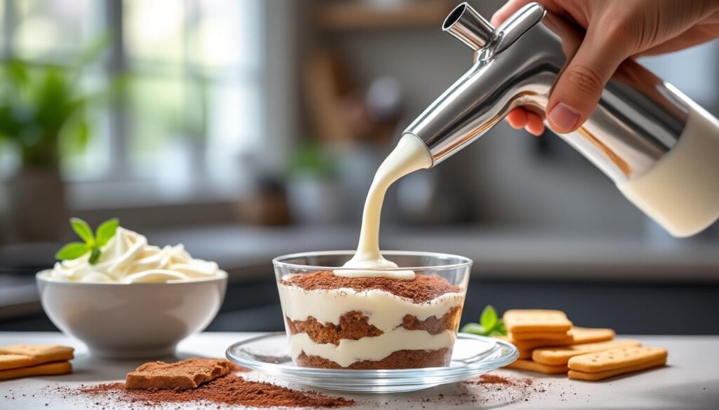 découvrez comment un siphon à mousse peut transformer la texture de votre tiramisu en apportant légèreté et onctuosité à ce dessert italien classique.